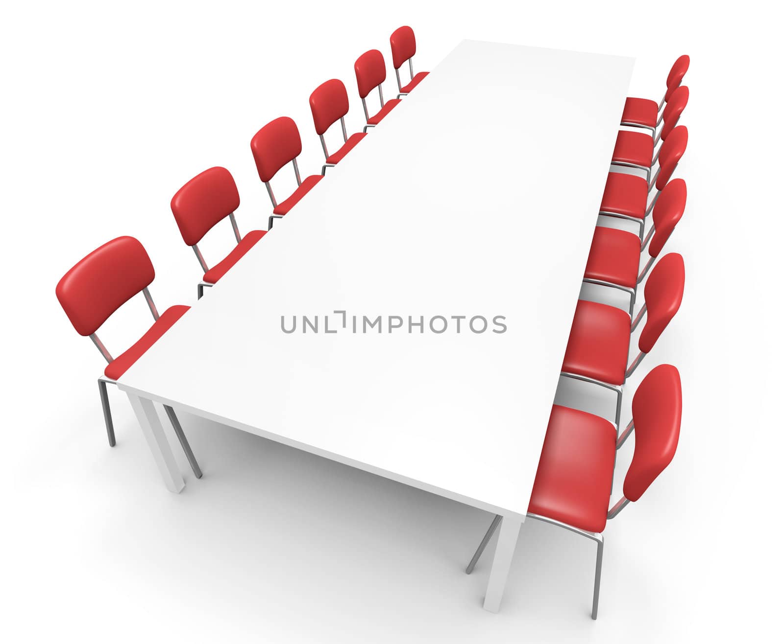 White conference table. 3D rendered illustration