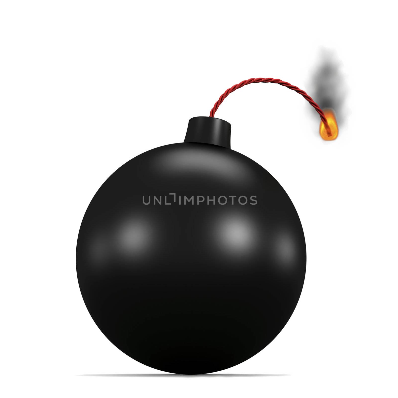 Burning bomb isolated on white. 3d image.