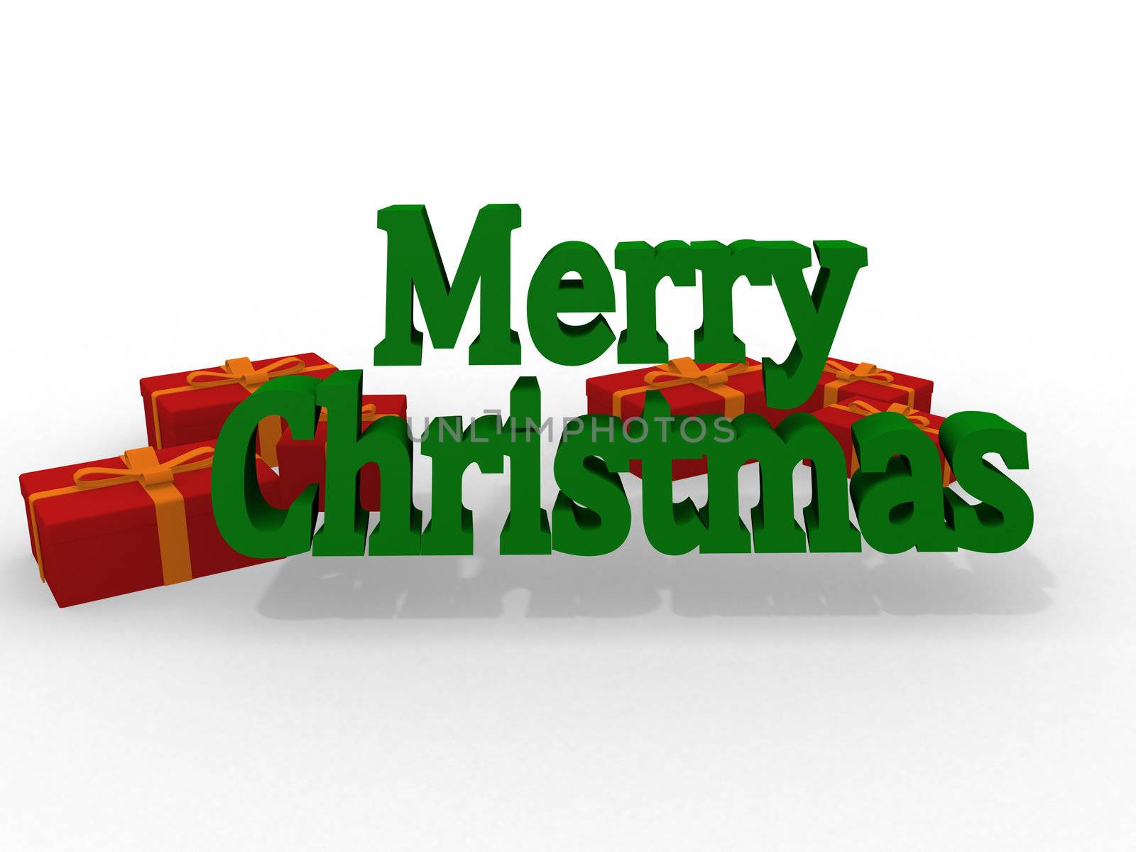 Red Merry Christmas 3D Lettering