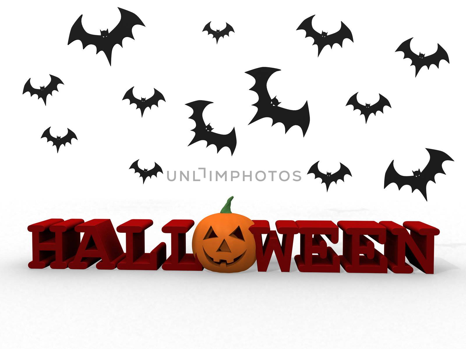 Halloween letters with pumpkin and bats by dacasdo
