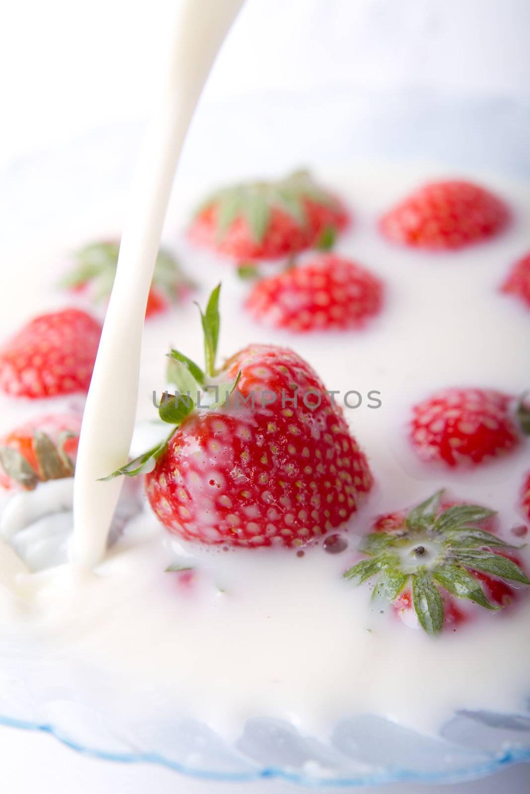 Strawberries and milk by litleskare