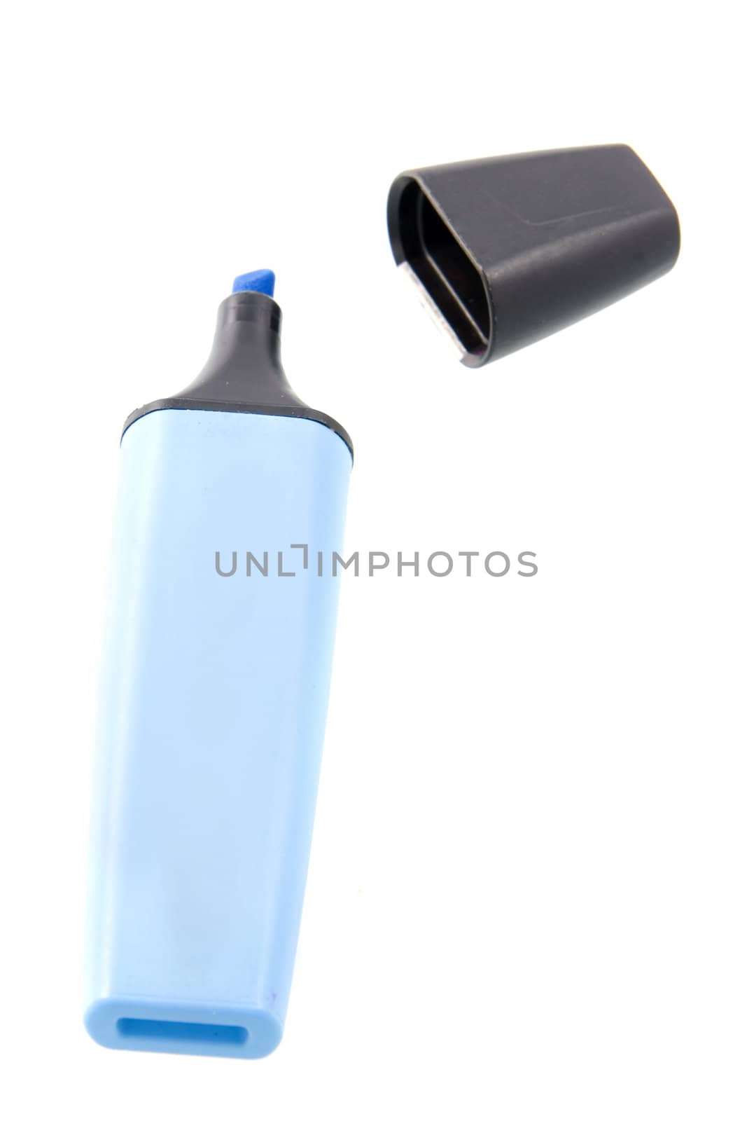 a blue marker on a white background