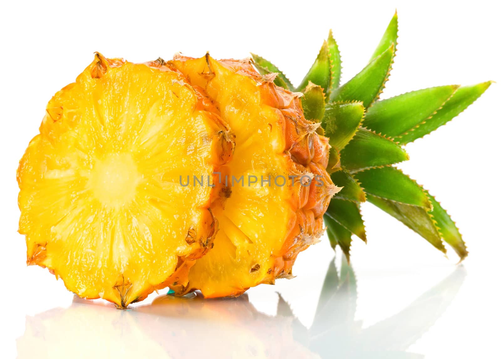 Fresh slice pineapple isolated over white background. by Bedolaga