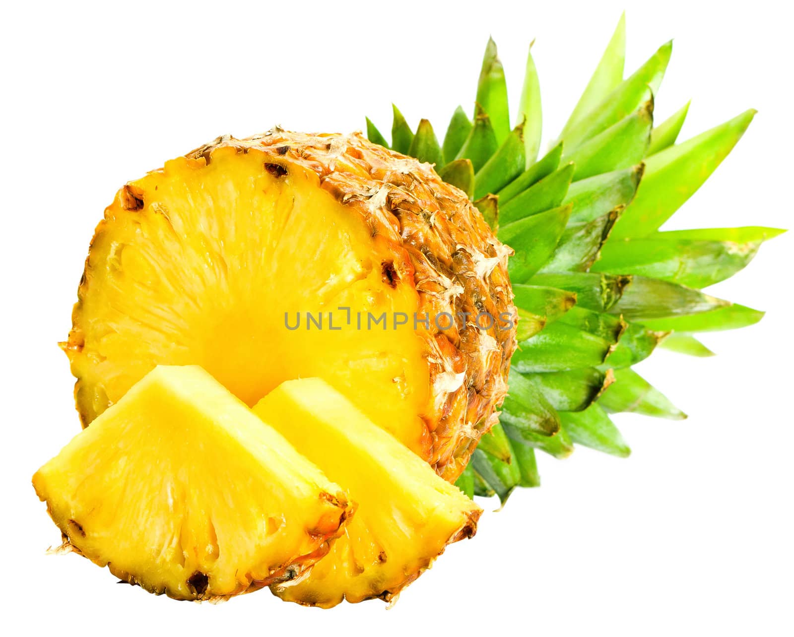 Fresh slice pineapple isolated over white background.