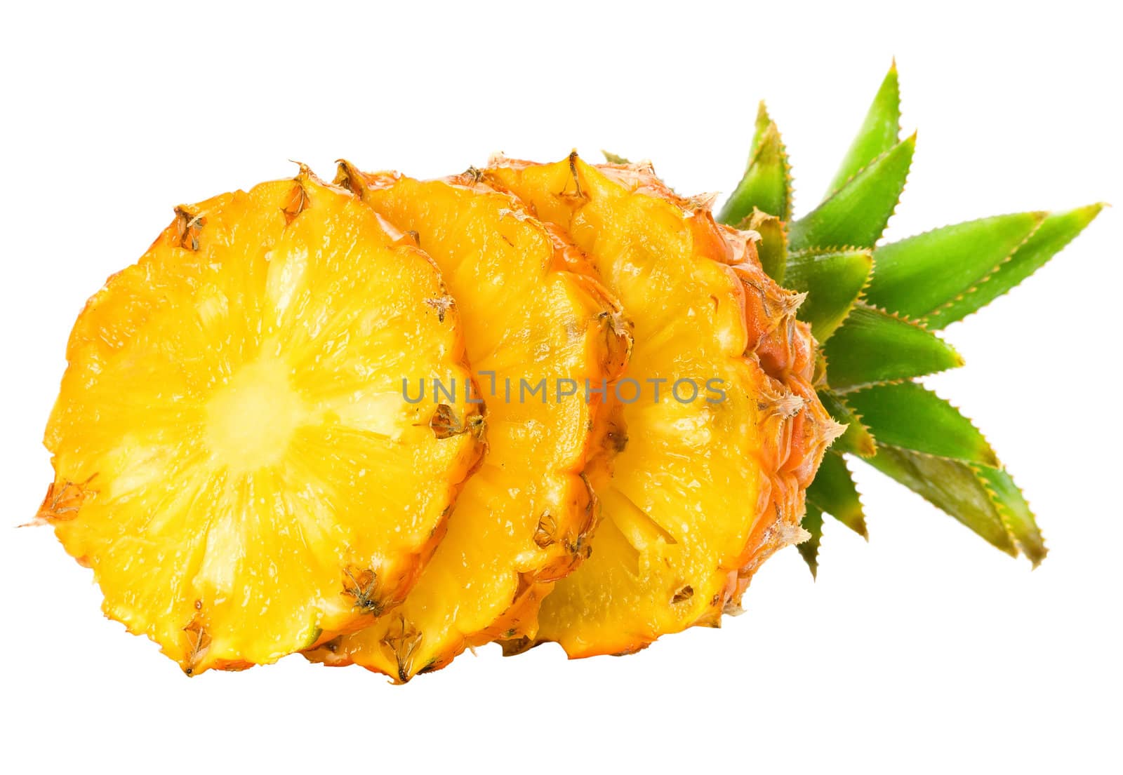 Fresh slice pineapple isolated over white background.