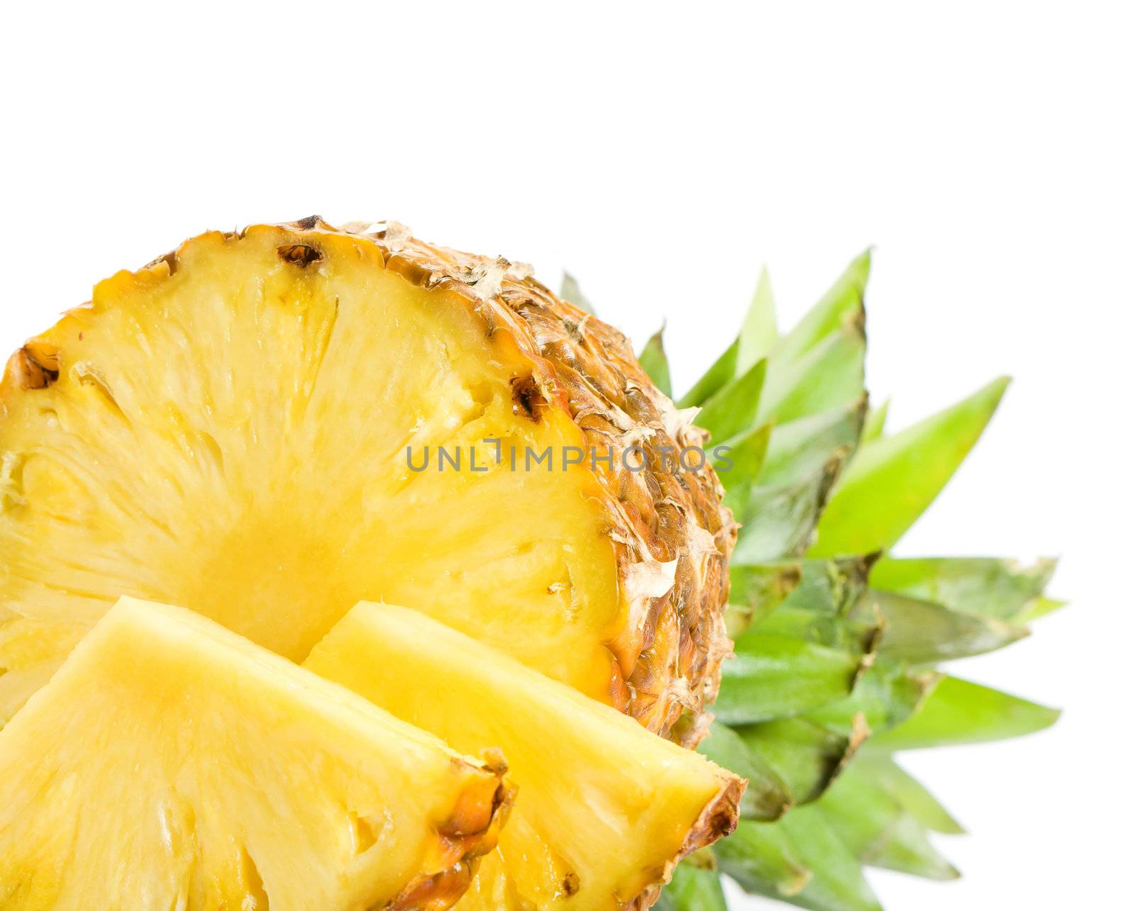 Fresh slice pineapple on white background