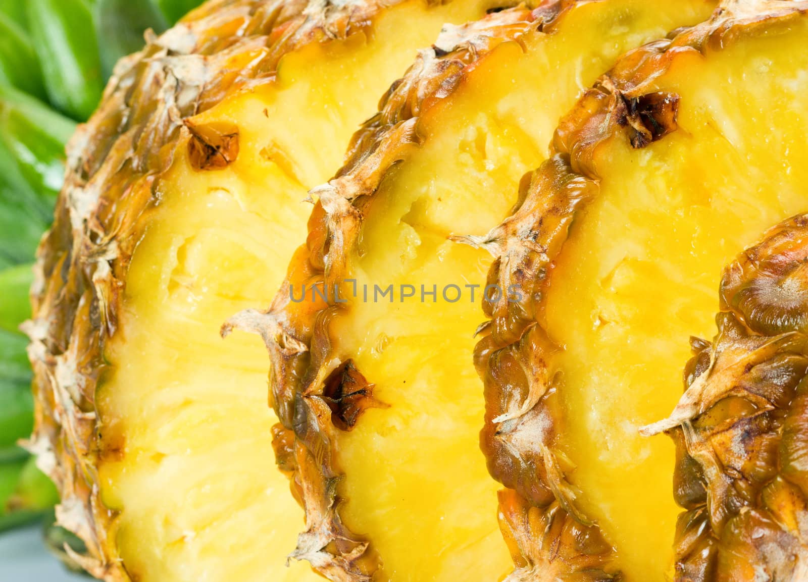 Fresh slice pineapple on white background