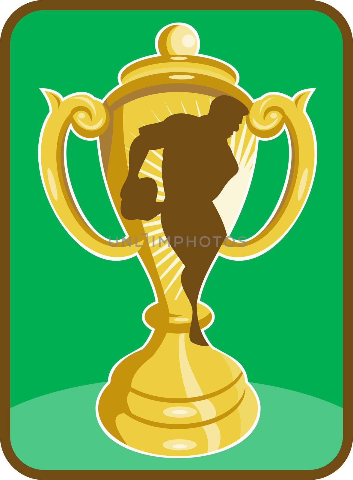 Rugby championship cup  player silhouette by patrimonio