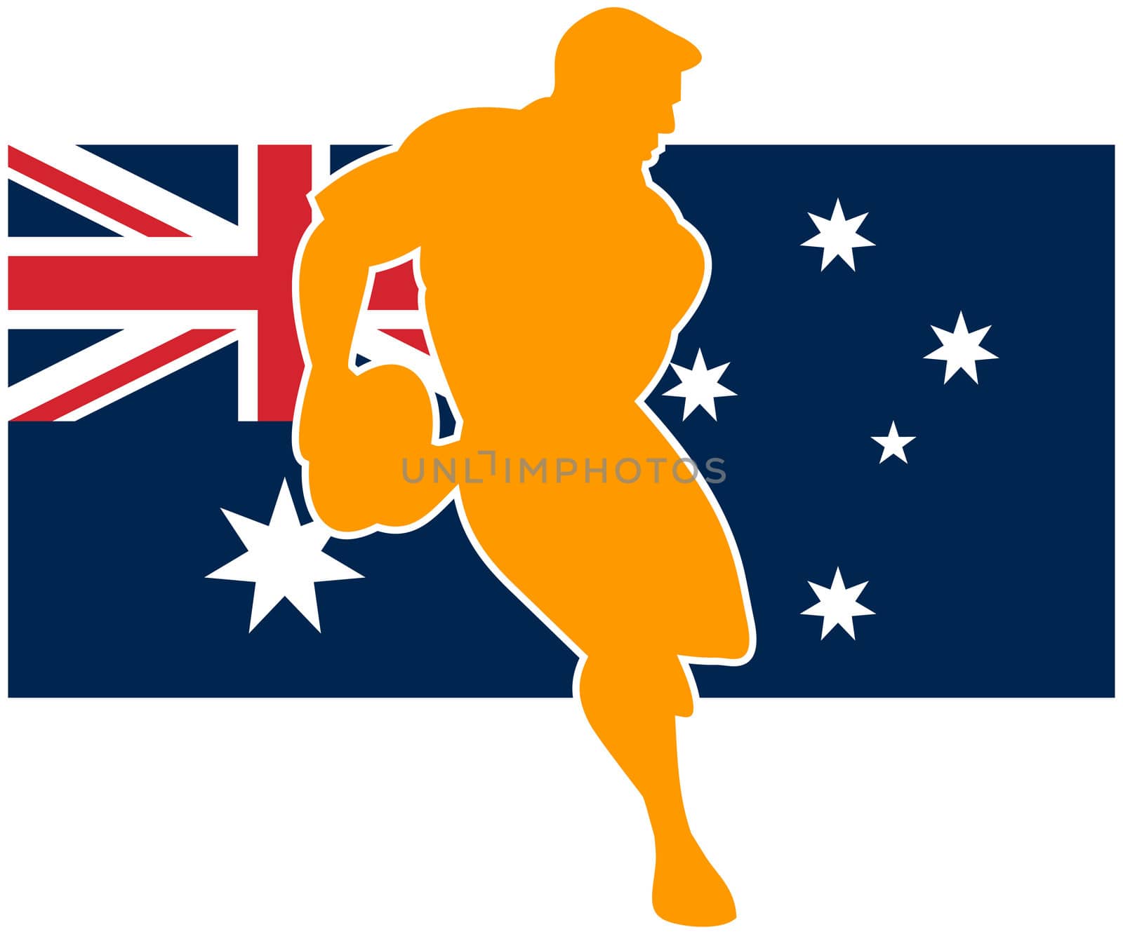 rugby running player flag of australia by patrimonio