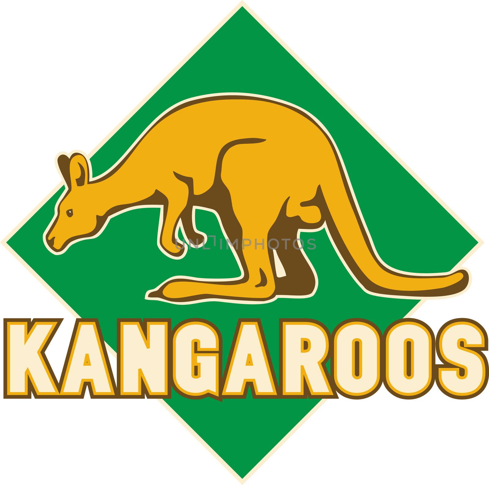 illustration of a kangaroo side view set inside a shield suitable for any sports sporting club team mascot