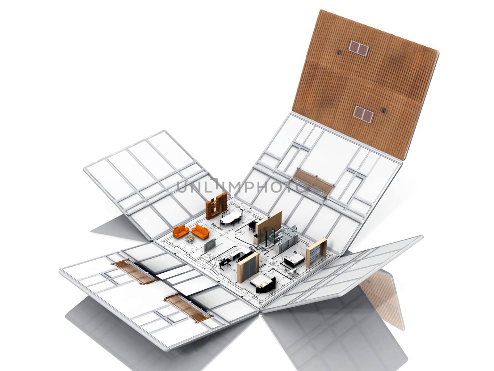 Folding of house with furniture by njaj