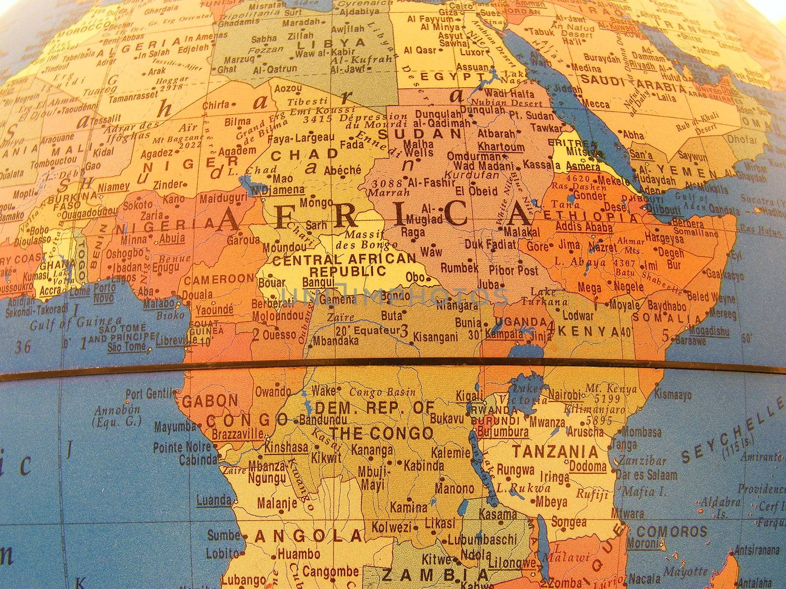 Map of Africa by a globe