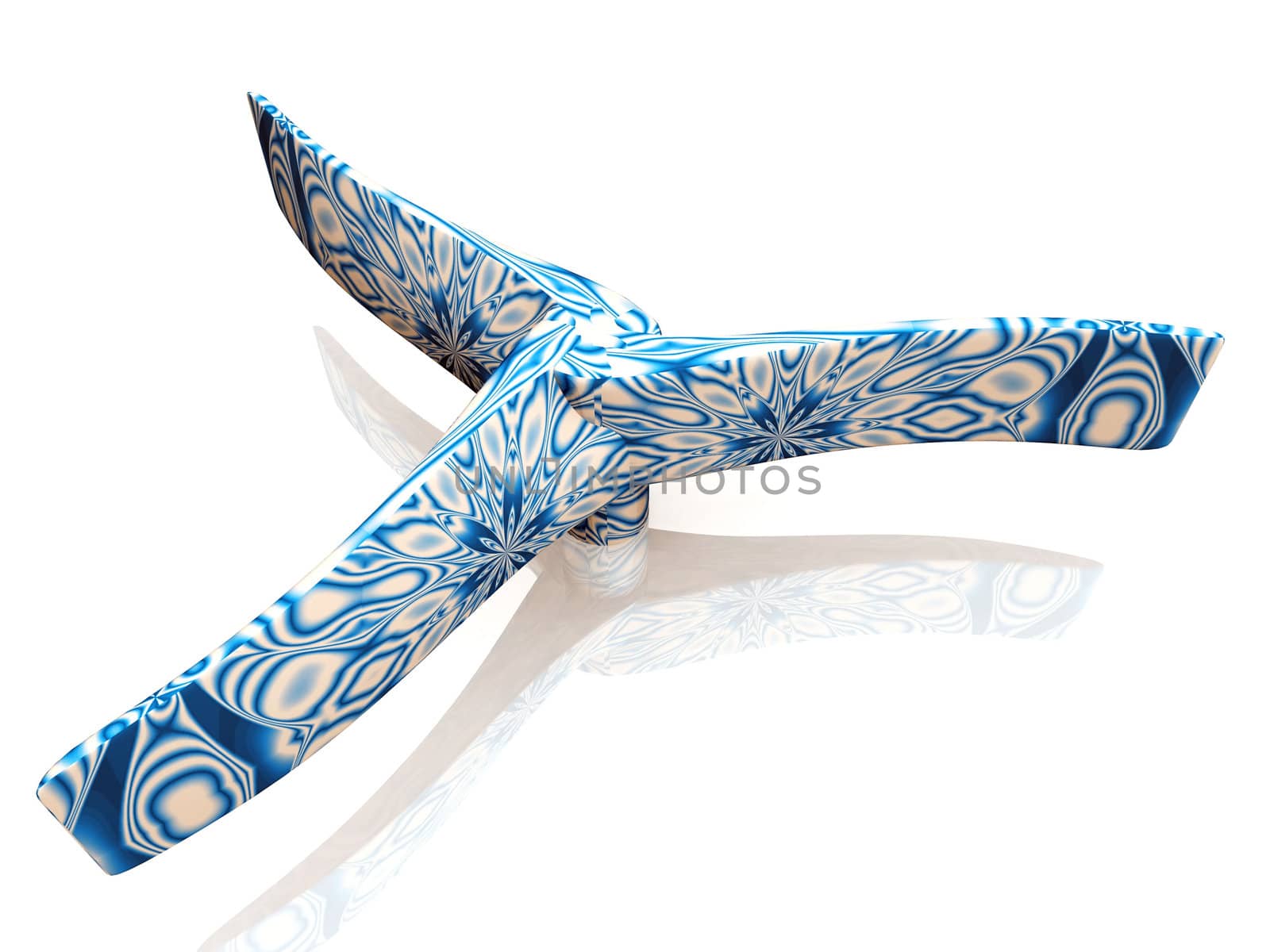 propeller  design with blue motifs