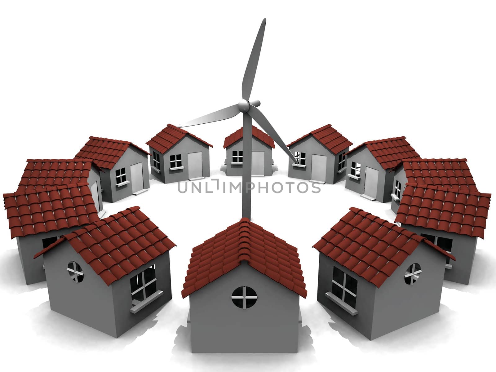 house  in circles and windmill by njaj