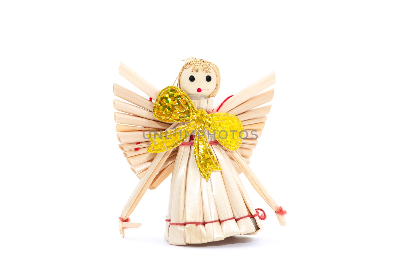 Straw angel isolated on white
