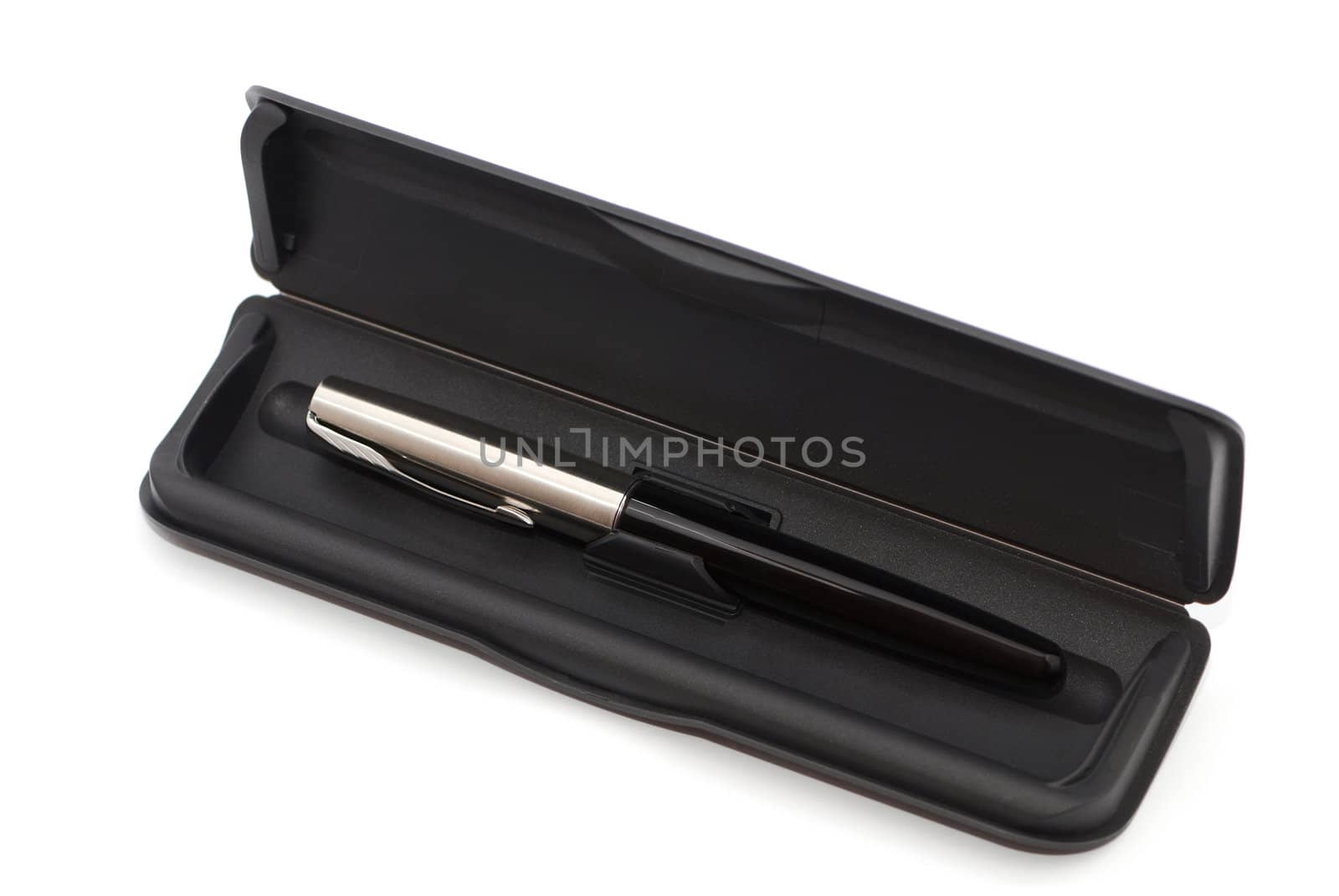 Fountain pen in a box isolated on white
