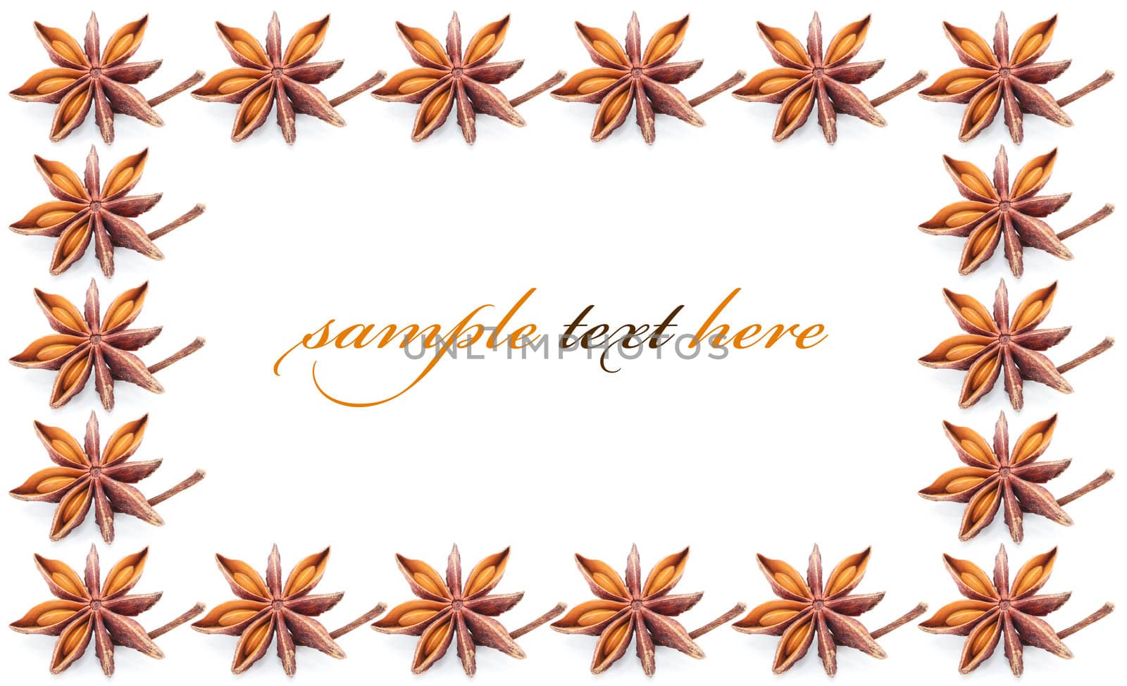 Frame from anise on white background with saple text