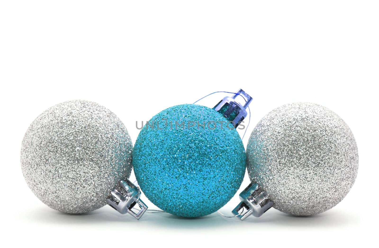 Sparkle christmas baubles isolated on white