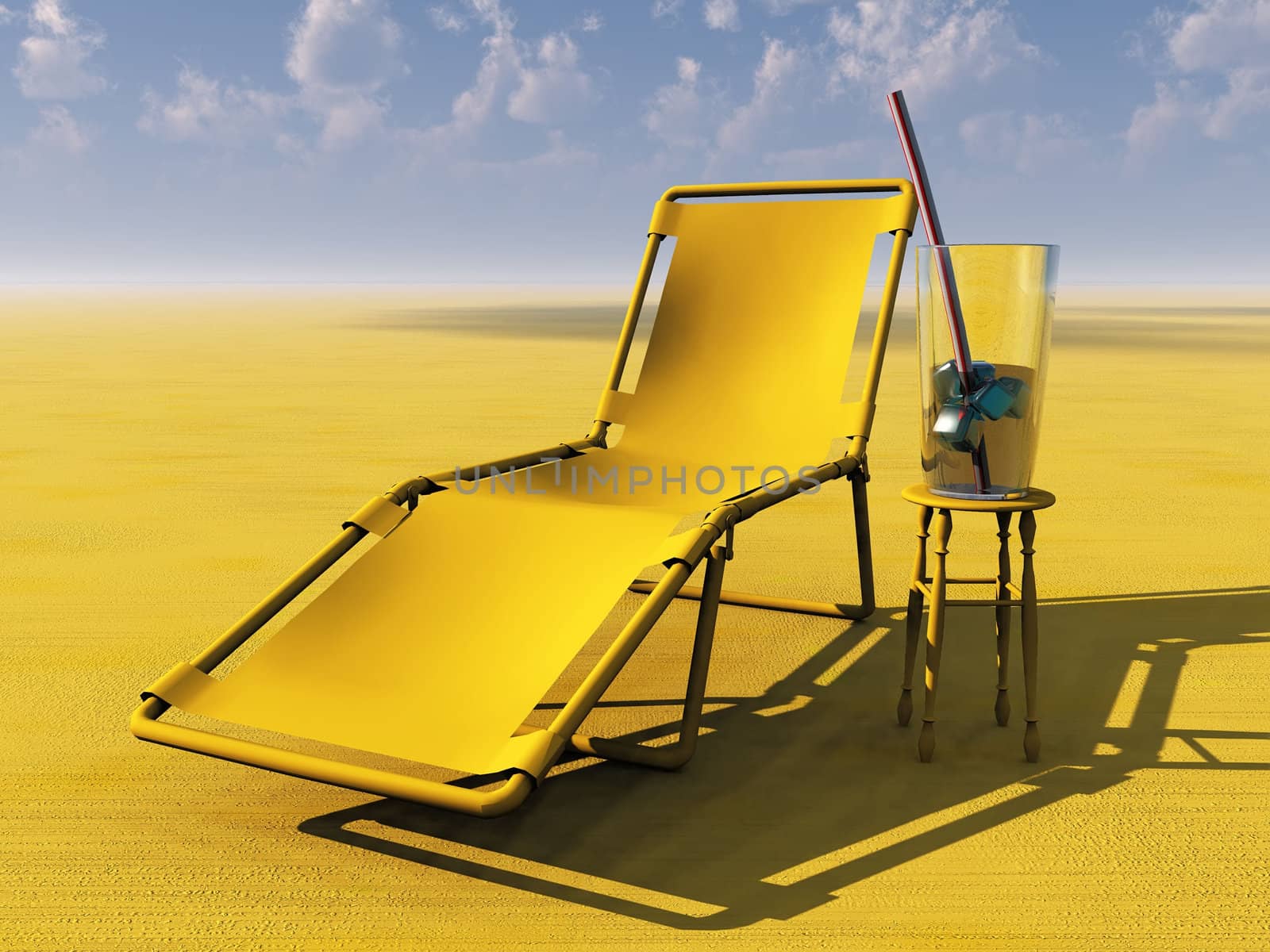 lounge chair and drink in the desert