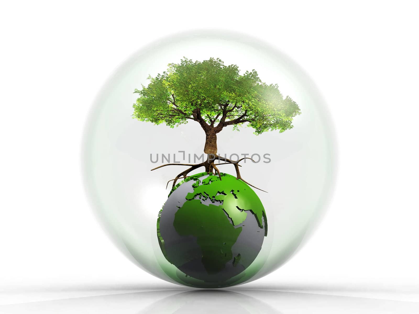 tree on the earth in a bubble