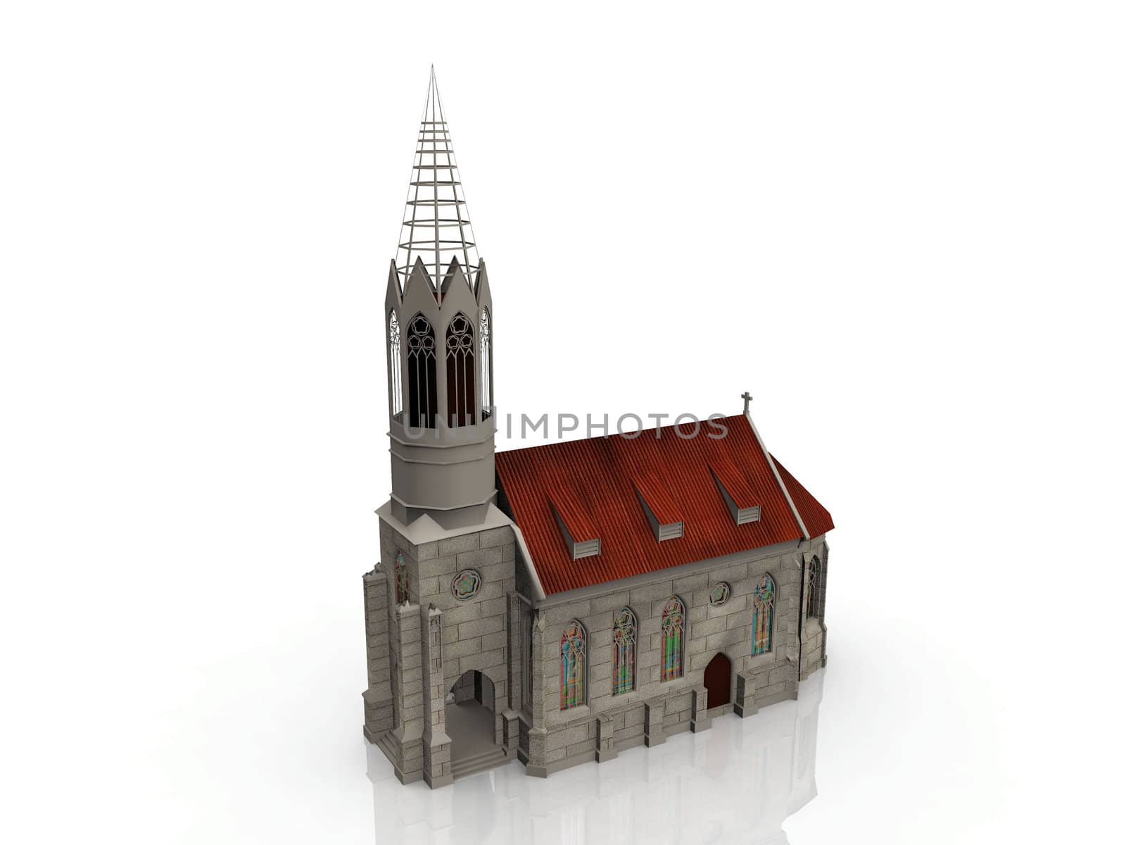 a chuch on a white background