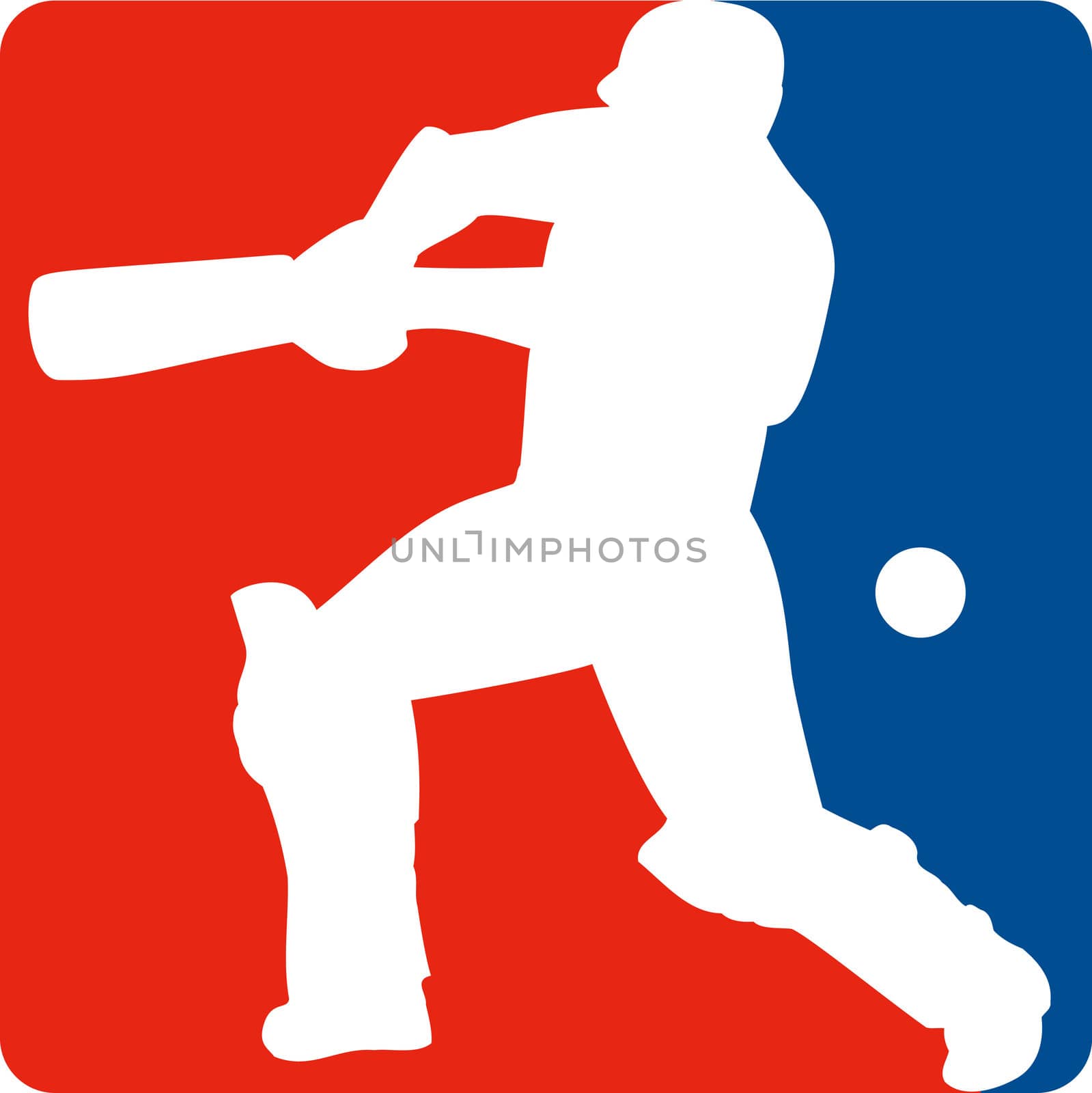 illustration of a cricket sports player batsman silhouette batting set inside a red blue square format shape