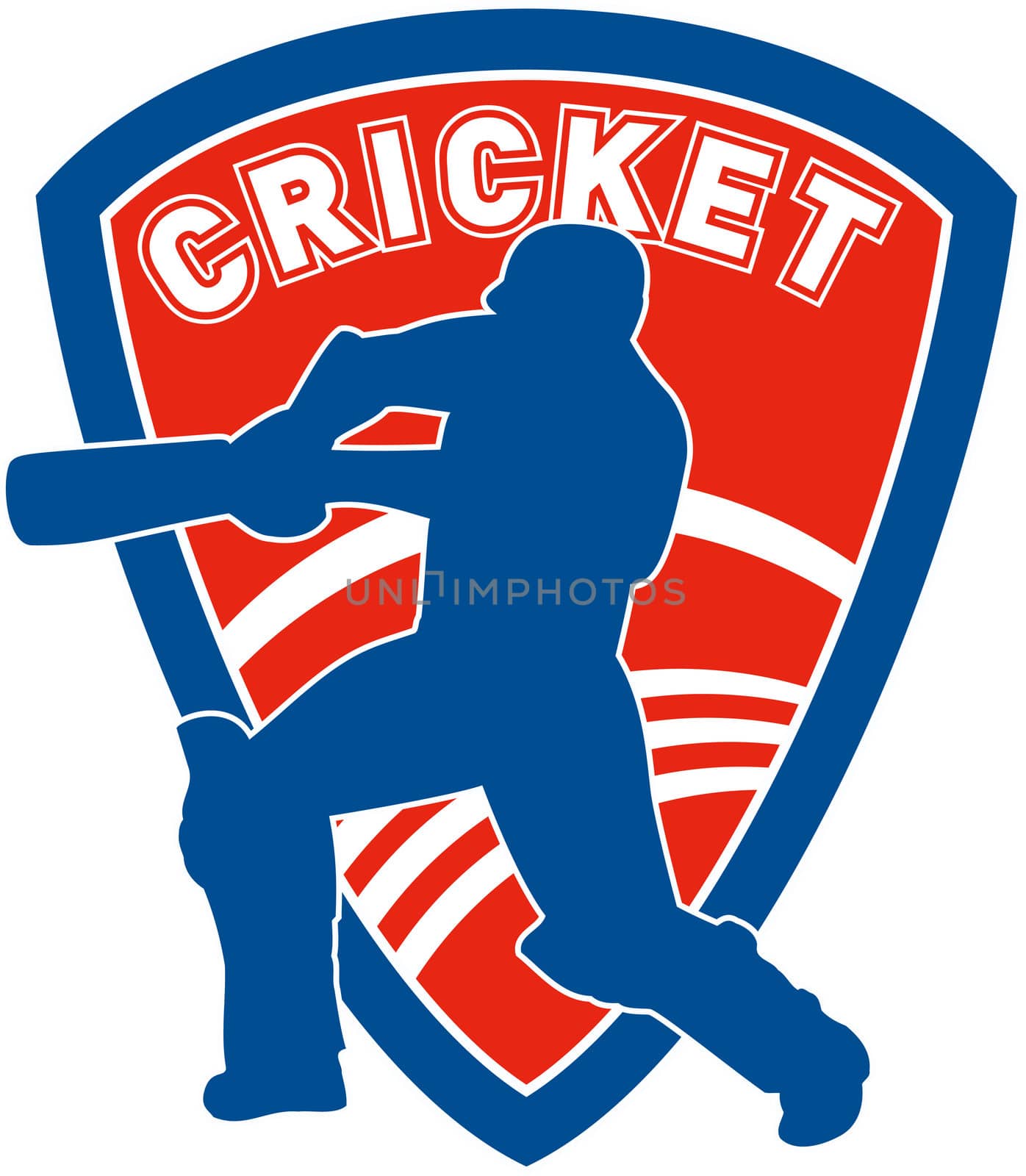 cricket player batsman batting shield by patrimonio