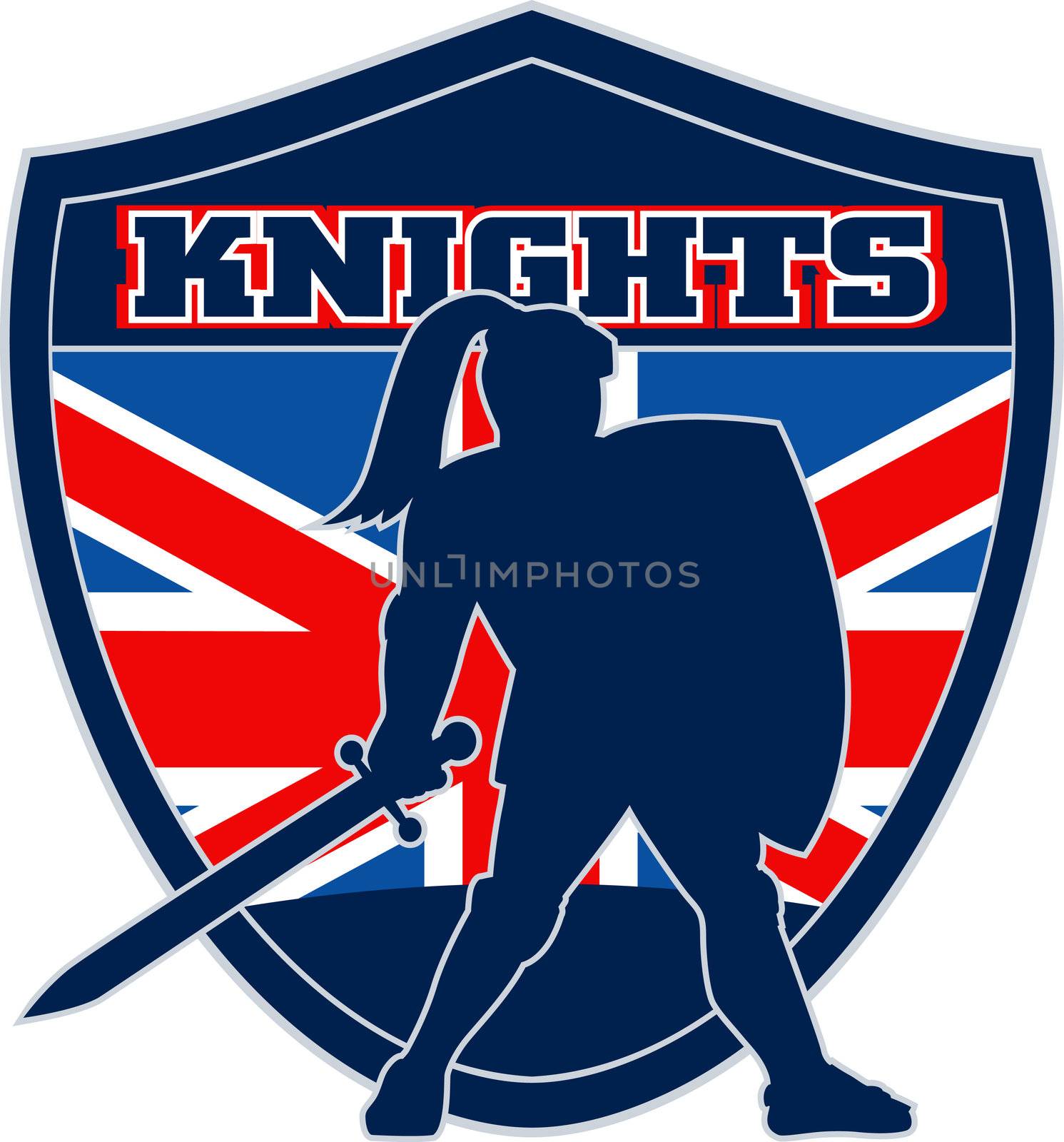 Knight with sword shield GB British Flag by patrimonio