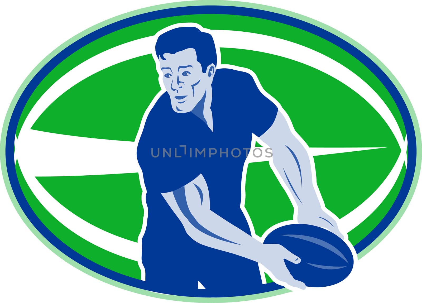 rugby player passing ball  by patrimonio