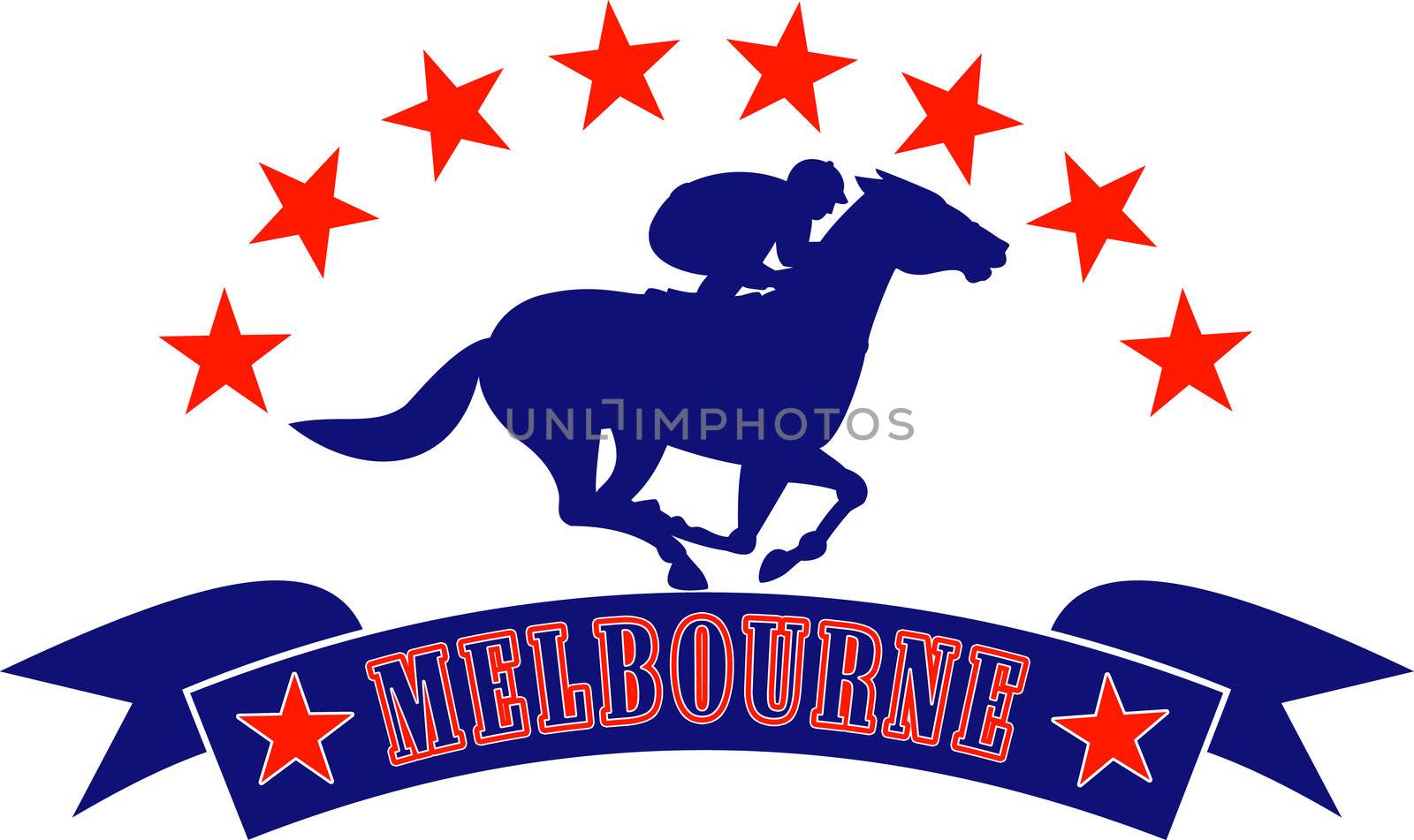 Horse and jockey racing stars melbourne by patrimonio