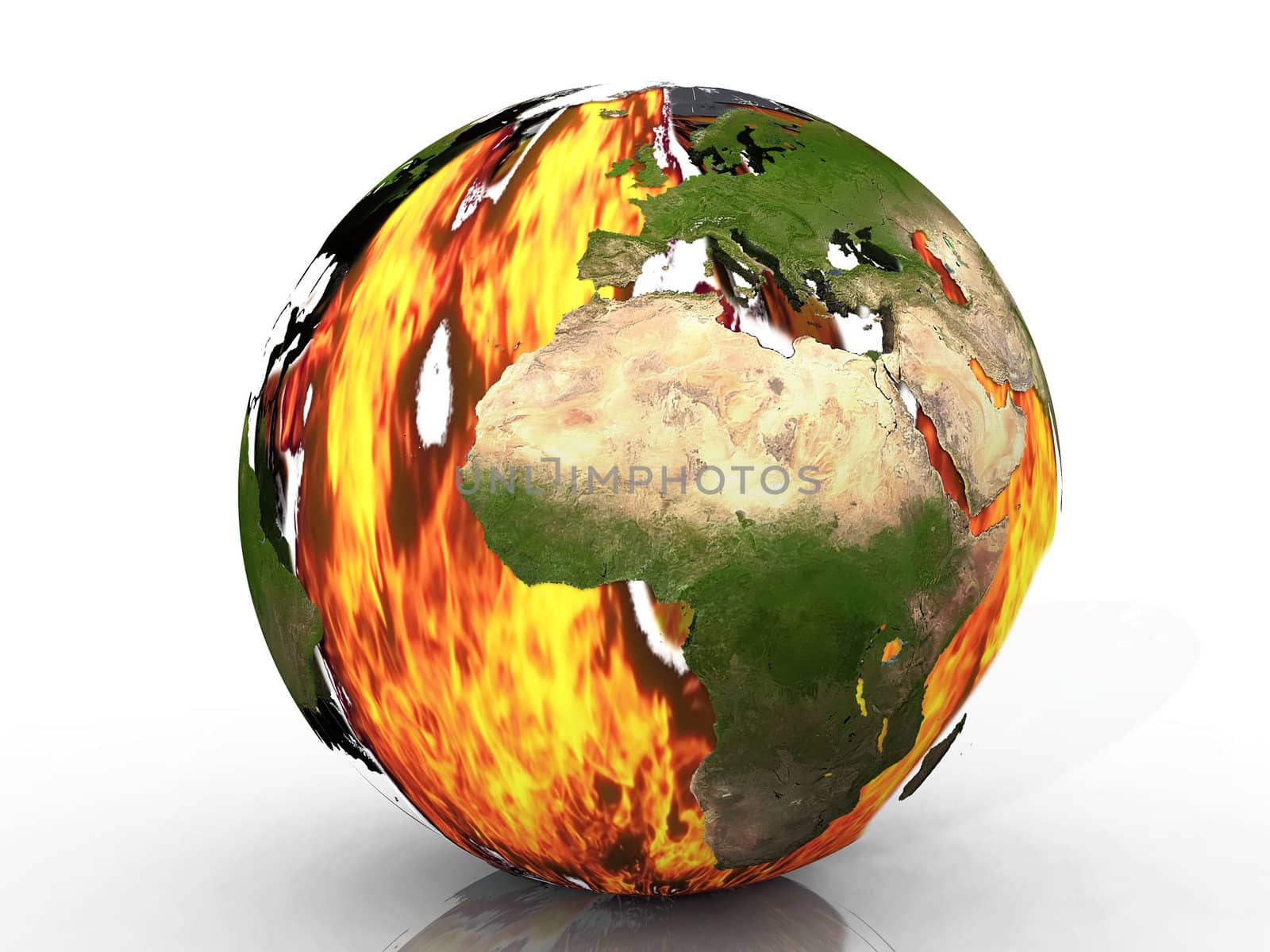 Earth map and hell fire