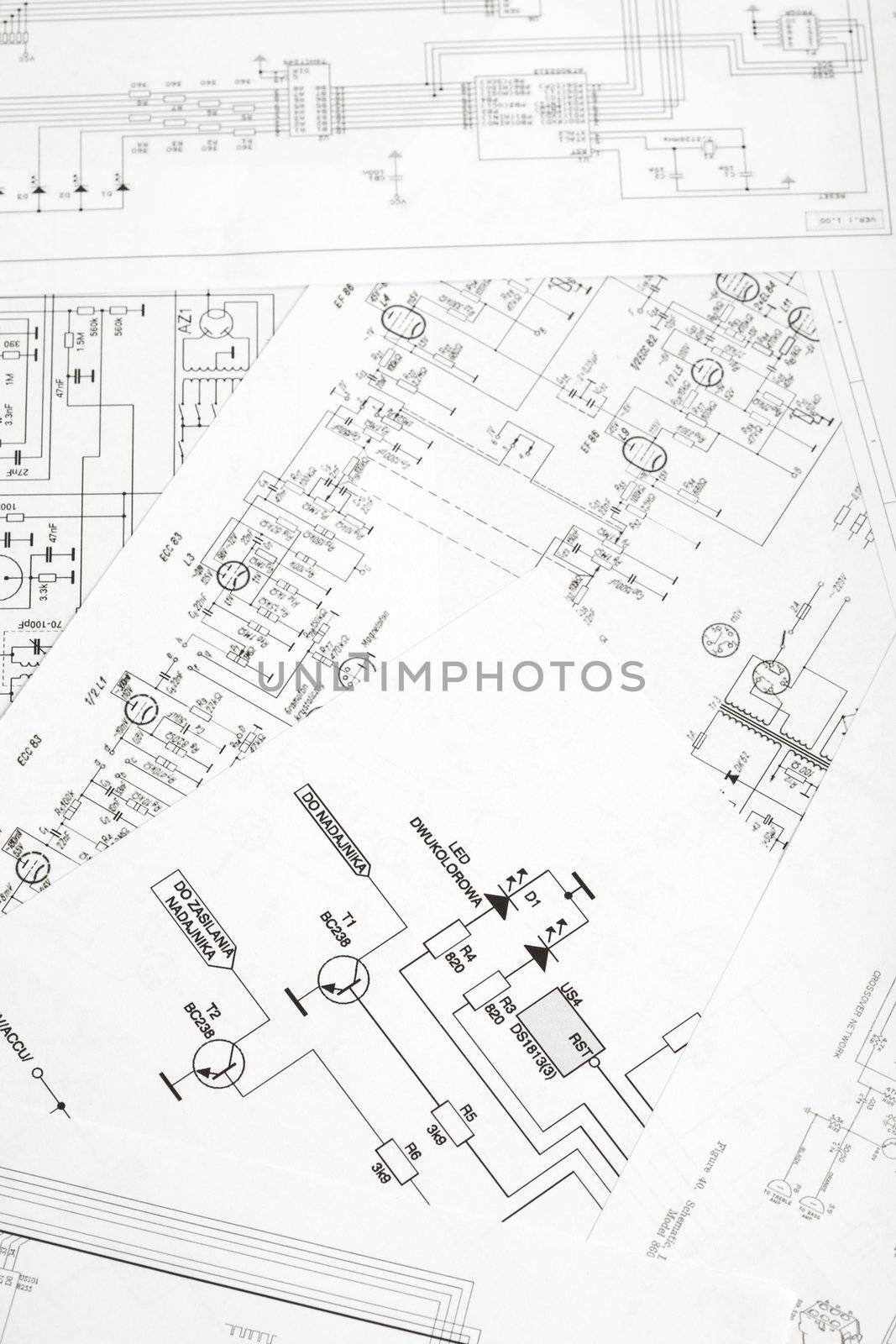 An electronic schematic diagram. Ideal technology background.