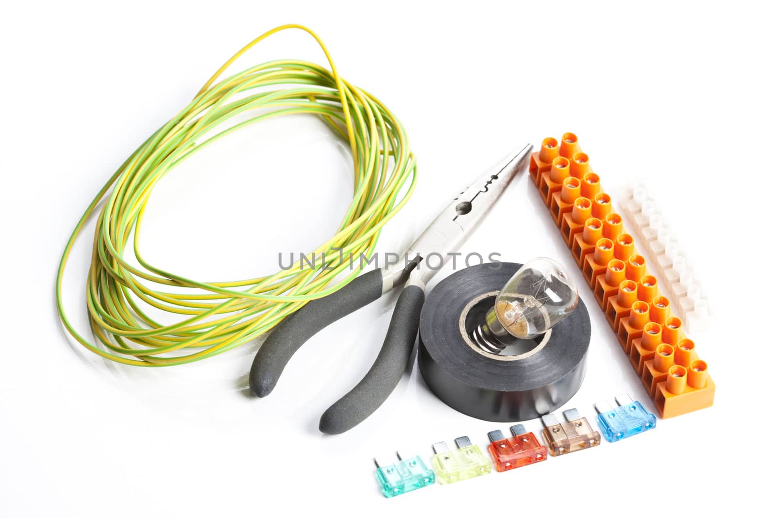 Electrical Components on white background