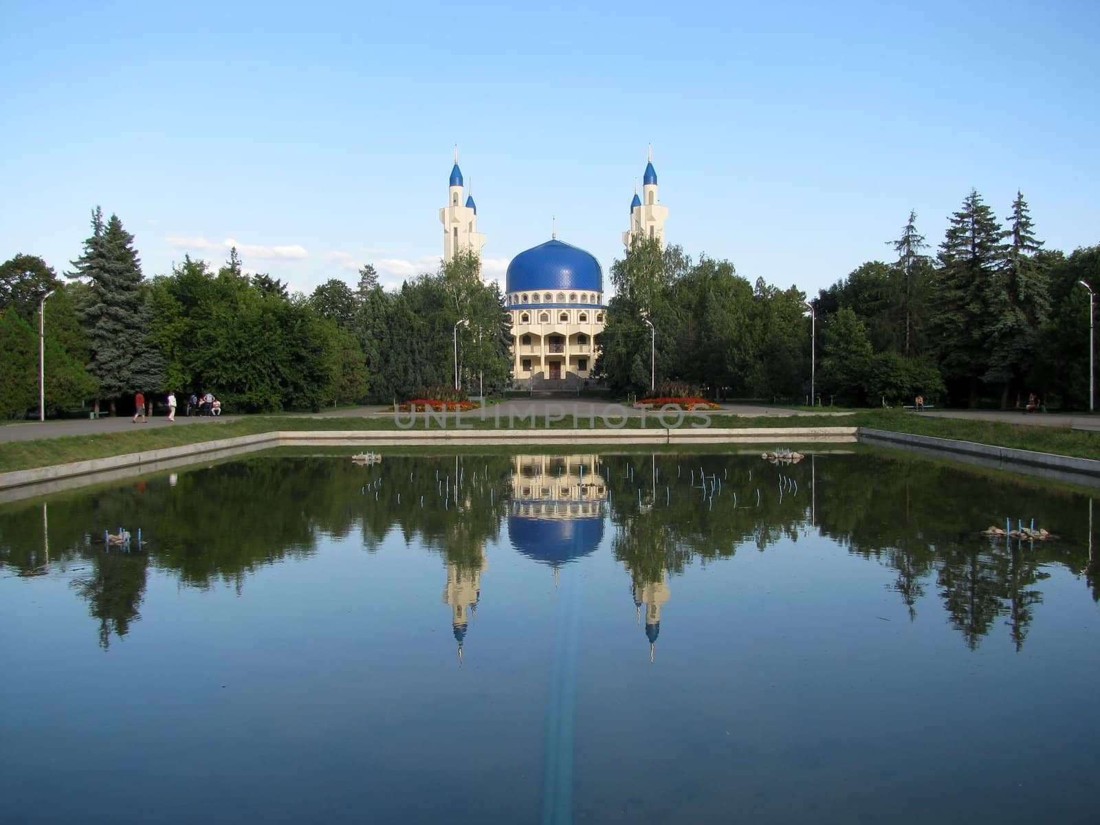 Minaret, mosque, religion, belief, Islam, architecture, style, building, structure, caucasus, water, pool, fountain