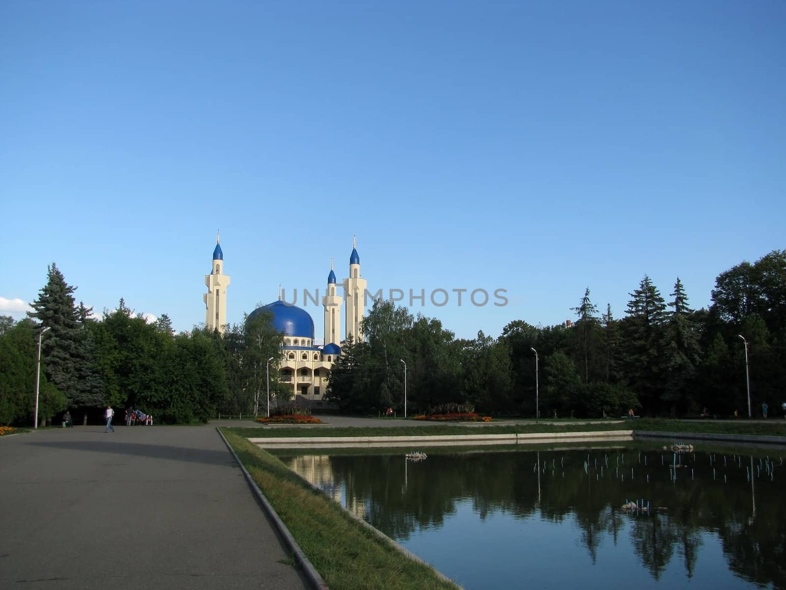 Minaret, mosque, religion, belief, Islam, architecture, style, building, structure, caucasus, water, pool