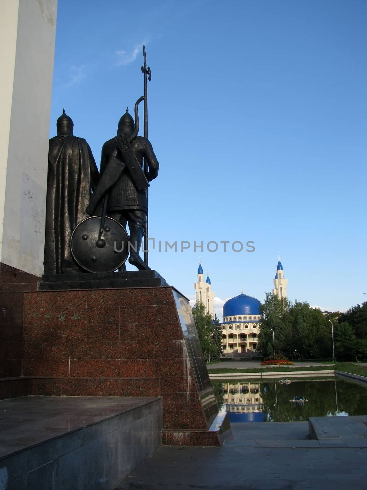 Minaret, mosque, religion, belief, Islam, architecture, style, building, structure, caucasus, water, pool, fountain