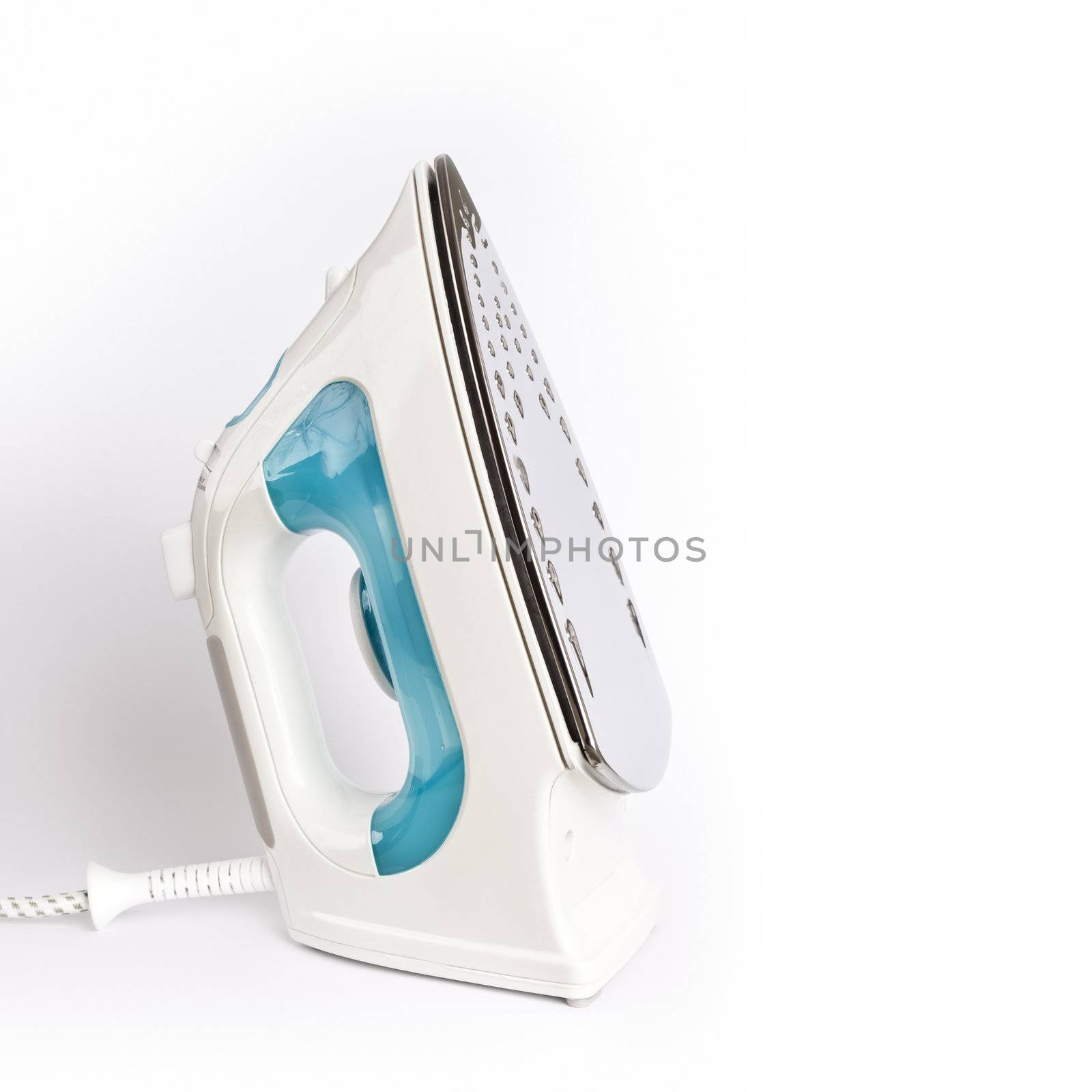 An image of a steam iron on white background