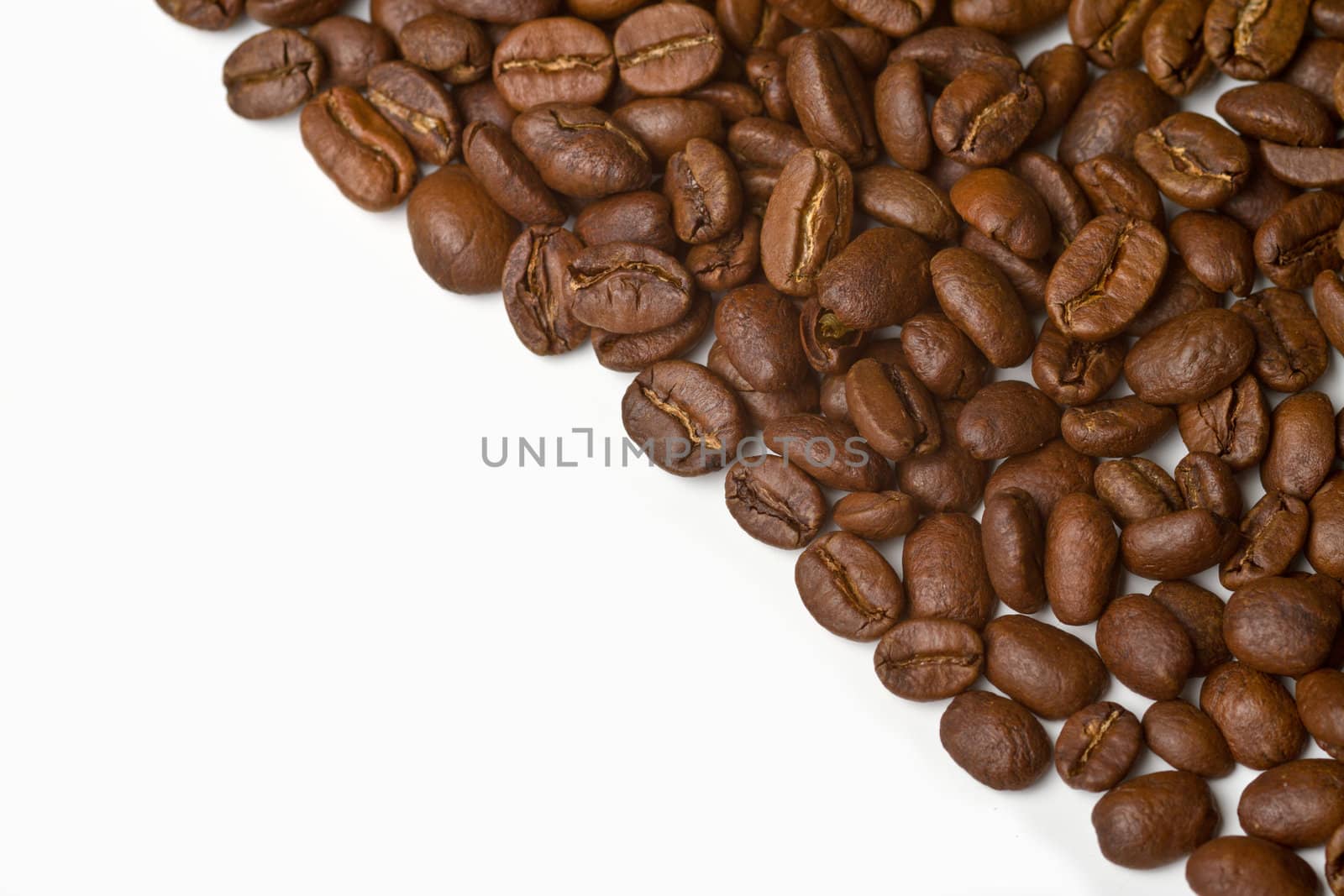 Close up of Coffee beans on white background