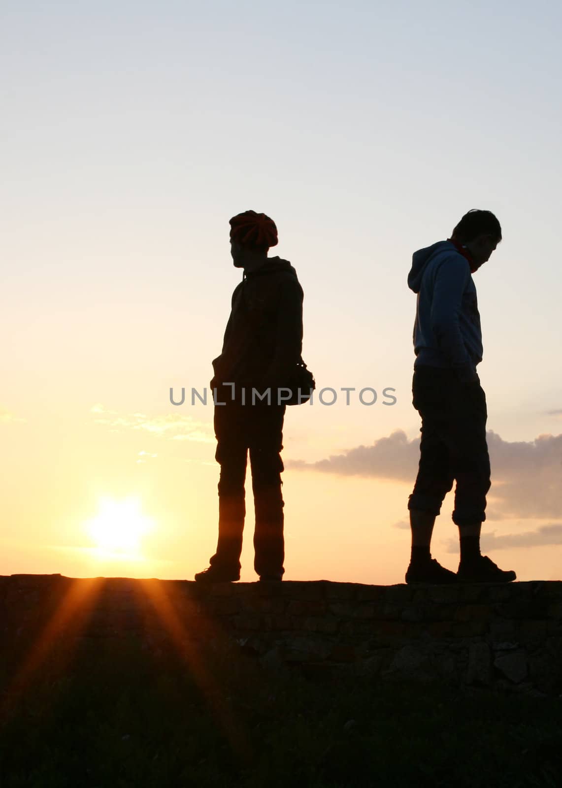  Silhouette of a Group of People at sunset