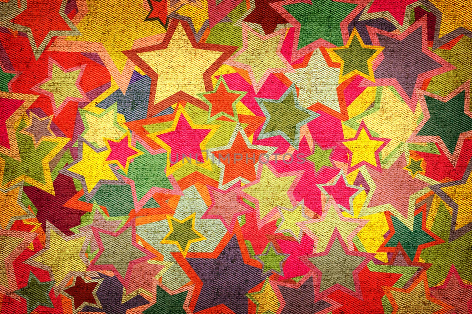 Abstract grunge background with colour stars.