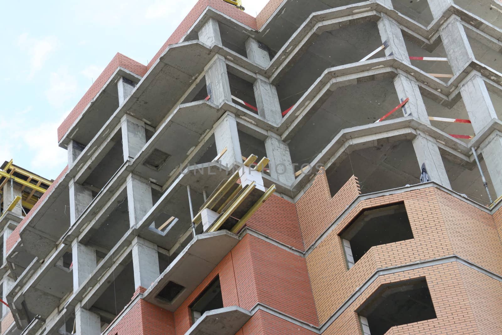 Close up of a building under construction.