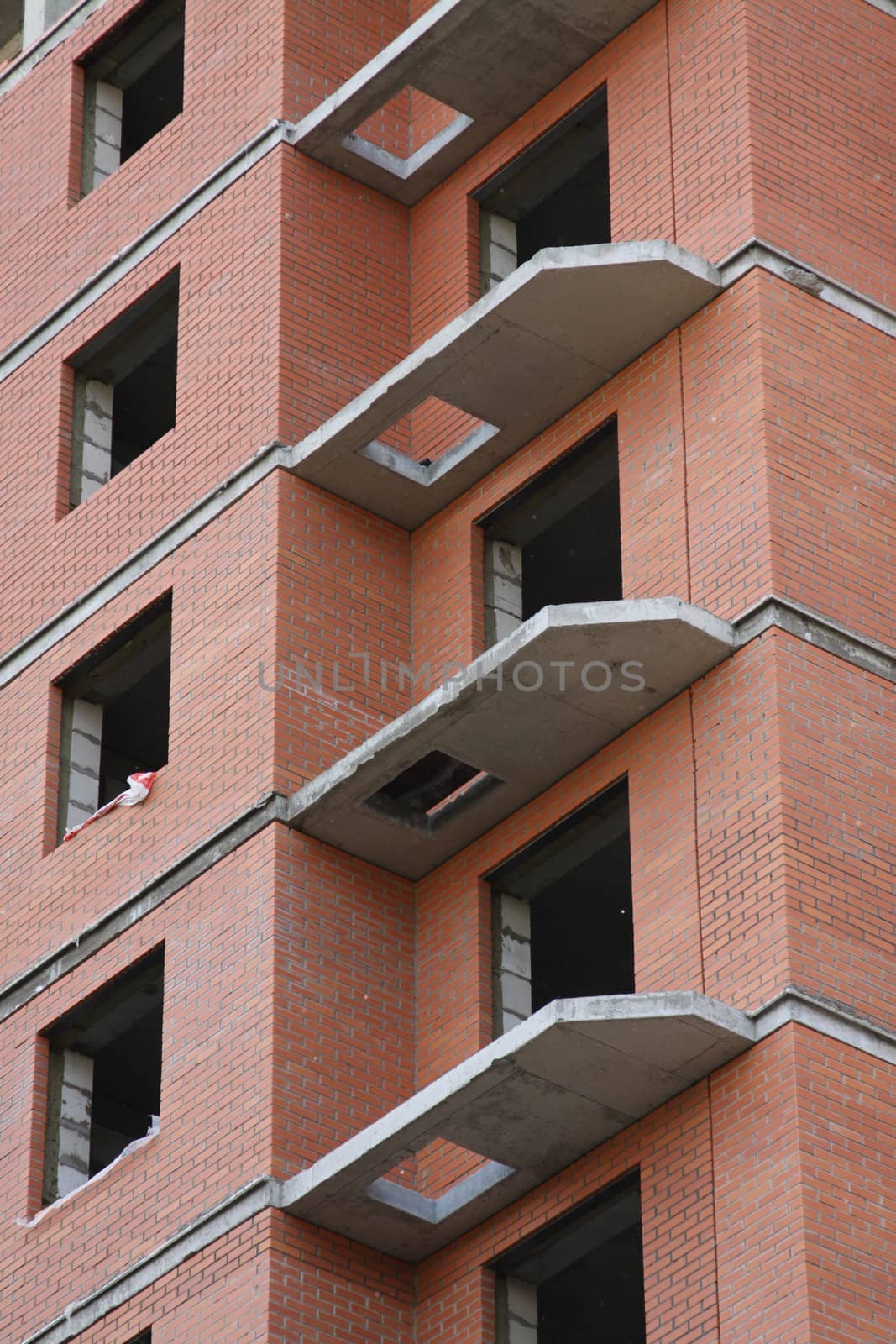 Close up of a building under construction.