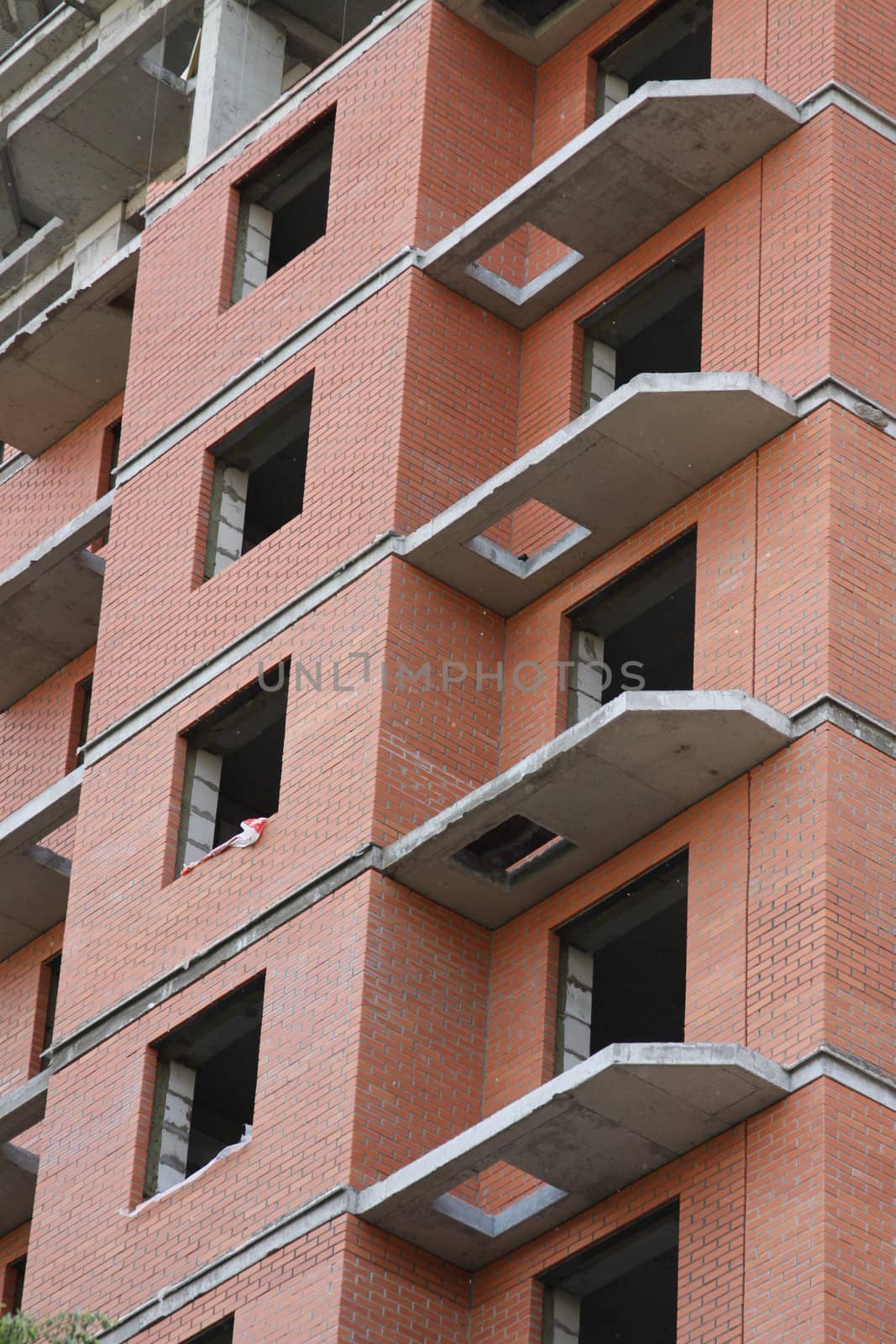 Close up of a building under construction.