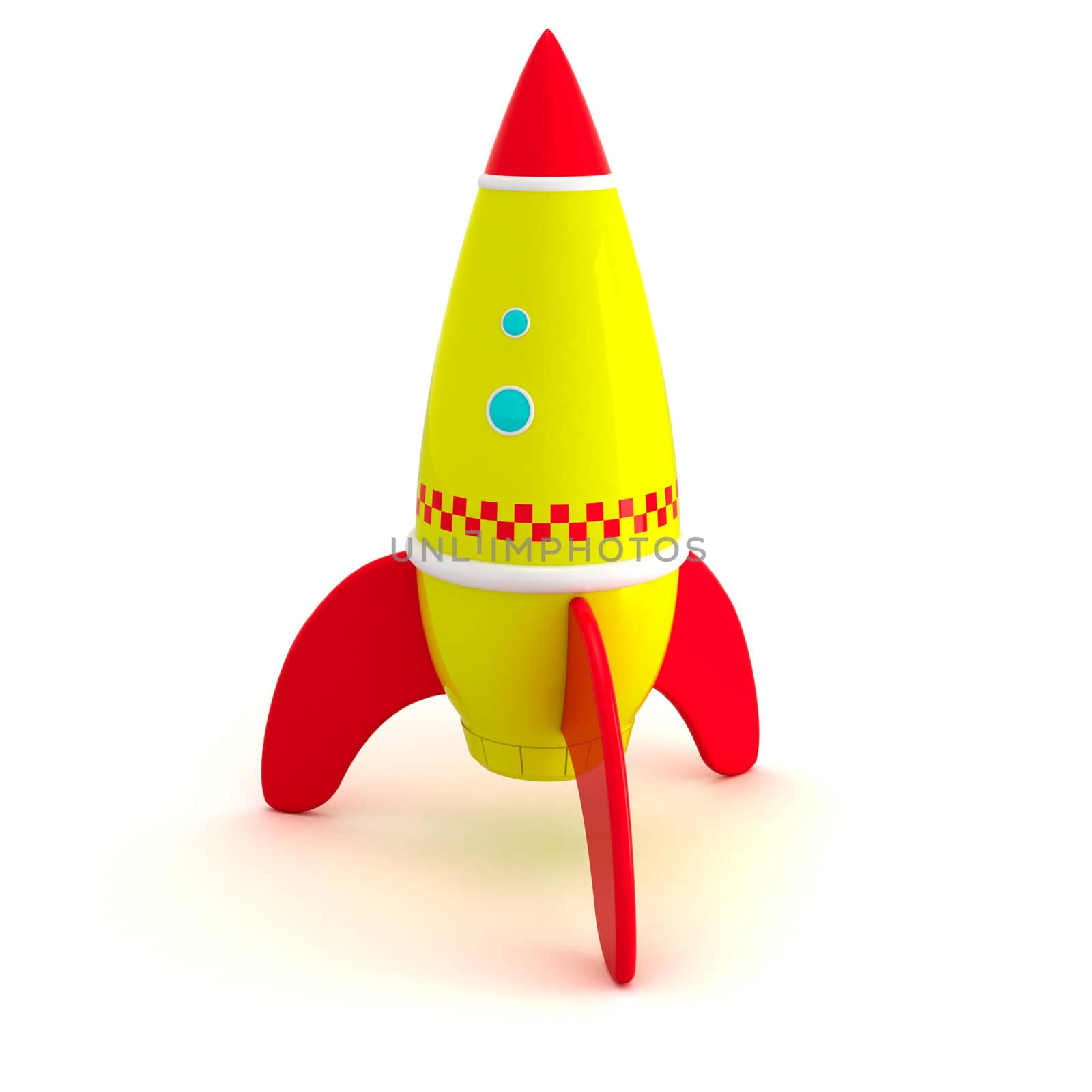 Toy rocket isolated on the white background