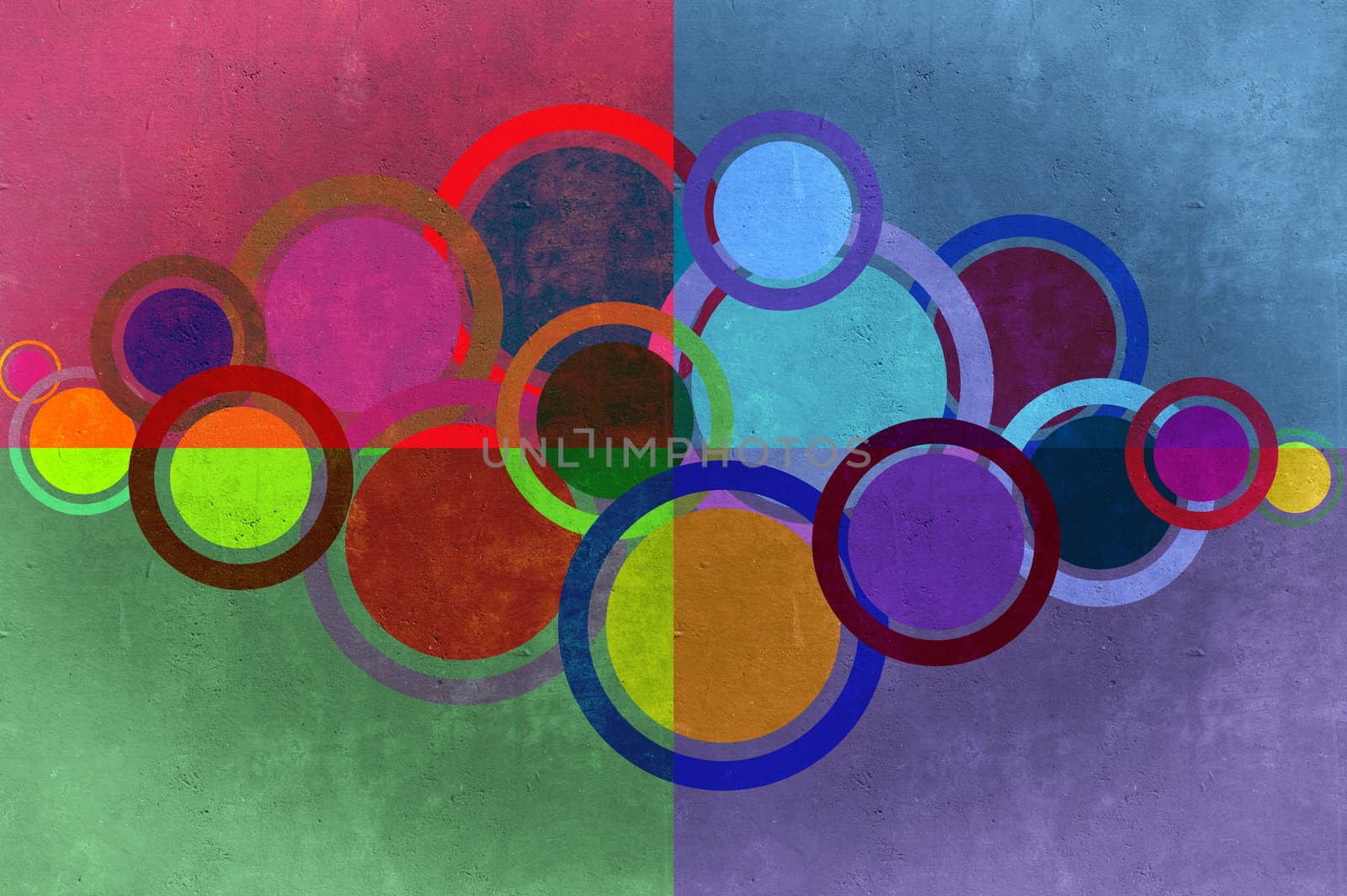 Circles and rectangles grunge background and texture.