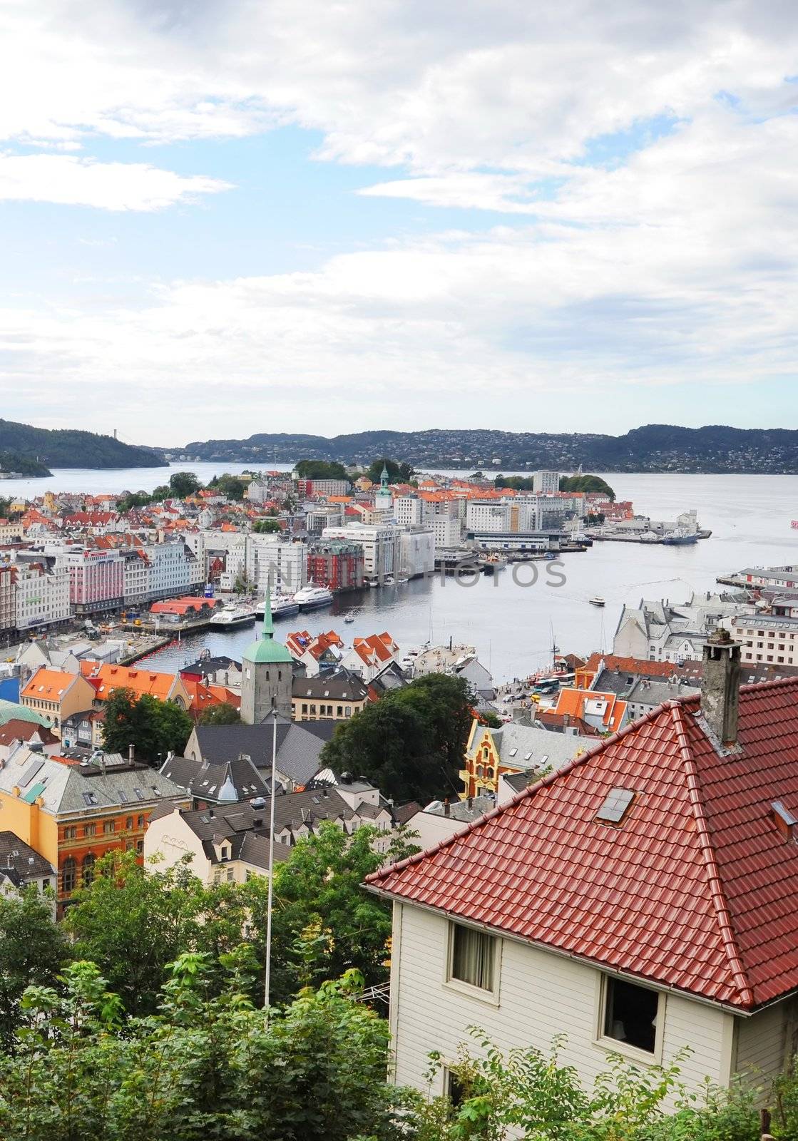 beautiful city view of Bergen,  Norway