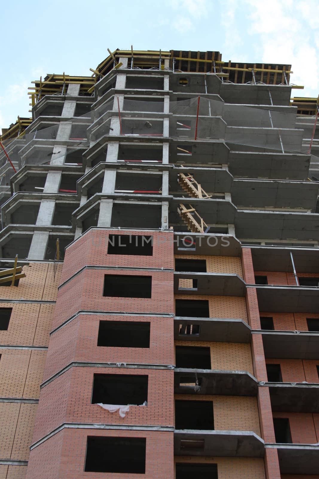 Close up of a building under construction.