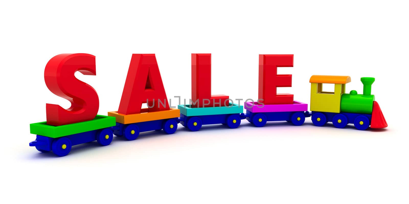 The word "Sale" on the toy train