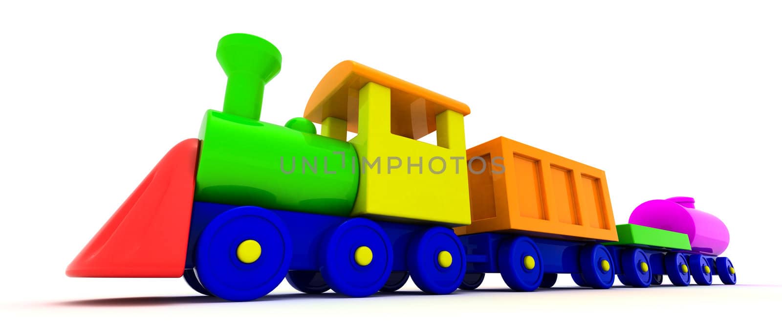 Toy train isolated on the white background