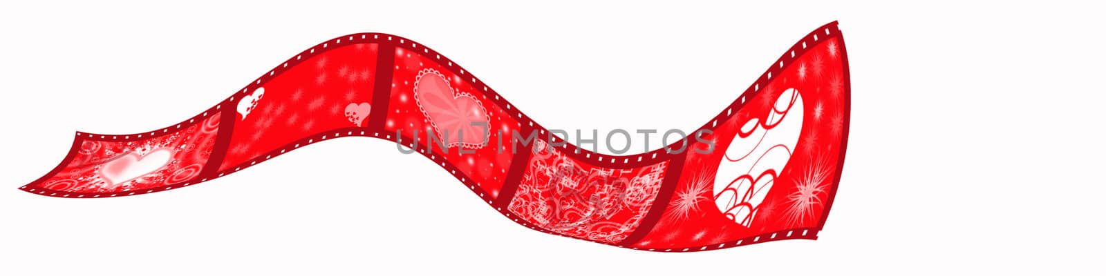 red ribbon for valentine with hearts